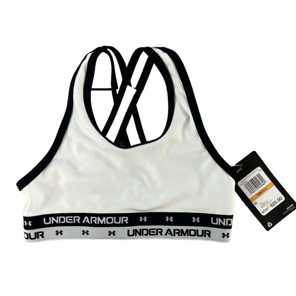 Under Armour Sports Bra size Girls Youth Small White Crossback Fitness - Picture 1 of 6